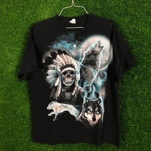 Nature Moon Wolf Skeleton Shirt